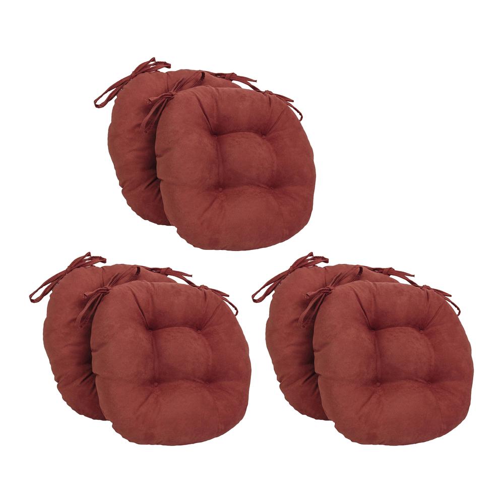 16-inch Solid Microsuede Round Tufted Chair Cushions (Set of 6)  916X16RD-T-6CH-MS-RW. Picture 1