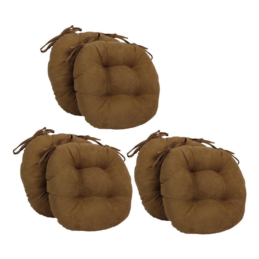 16-inch Solid Microsuede Round Tufted Chair Cushions (Set of 6)  916X16RD-T-6CH-MS-SB. Picture 1