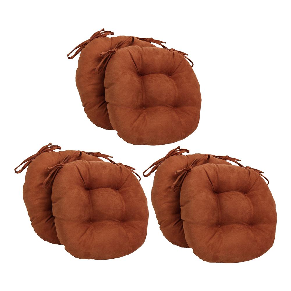 16-inch Solid Microsuede Round Tufted Chair Cushions (Set of 6)  916X16RD-T-6CH-MS-SP. Picture 1