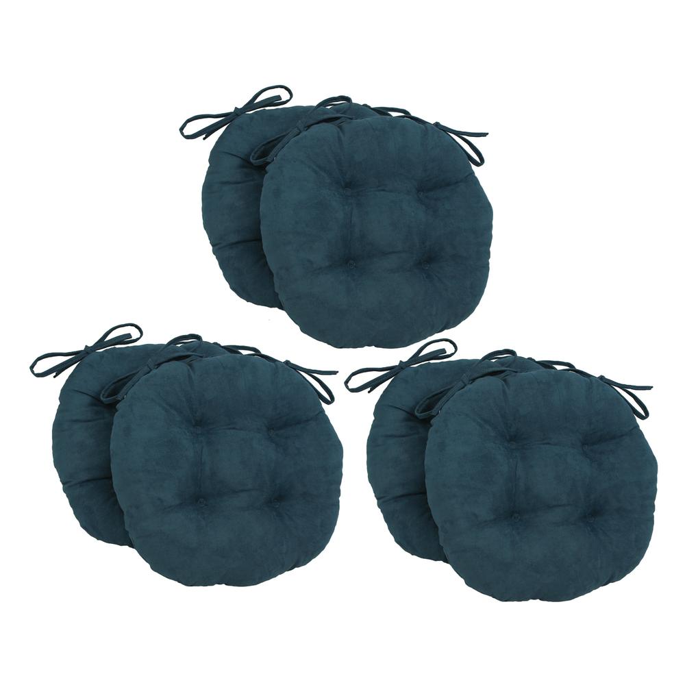 16-inch Solid Microsuede Round Tufted Chair Cushions (Set of 6)  916X16RD-T-6CH-MS-TL. Picture 1