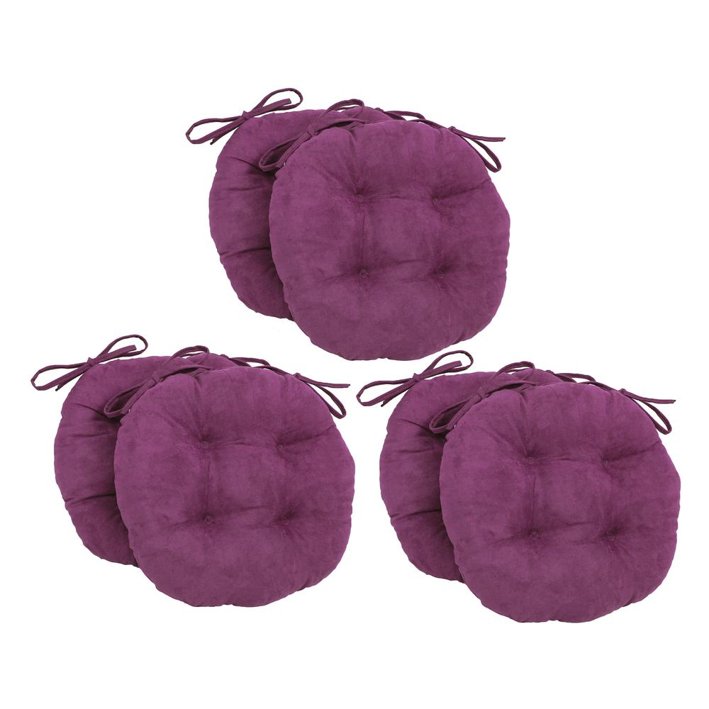 16-inch Solid Microsuede Round Tufted Chair Cushions (Set of 6)  916X16RD-T-6CH-MS-UV. Picture 1