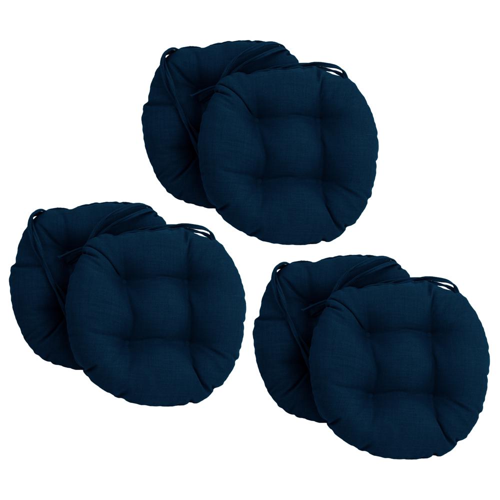 16-inch Spun Polyester Solid Outdoor Round Tufted Chair Cushions (Set of 6) 916X16RD-T-6CH-REO-SOL-05. Picture 1