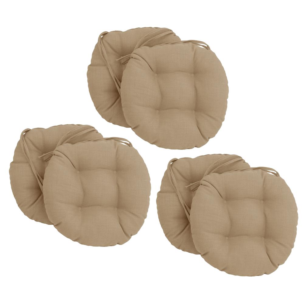 16-inch Spun Polyester Solid Outdoor Round Tufted Chair Cushions (Set of 6) 916X16RD-T-6CH-REO-SOL-07. Picture 1
