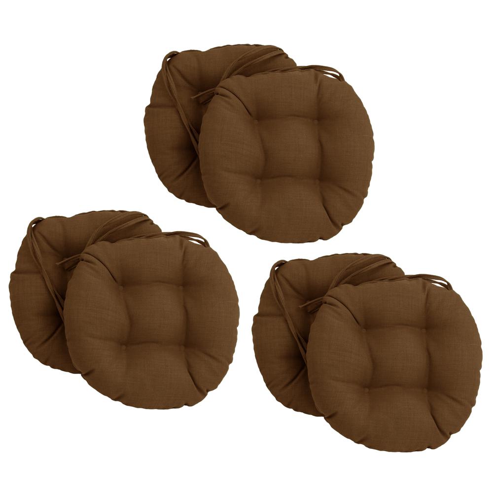 16-inch Spun Polyester Solid Outdoor Round Tufted Chair Cushions (Set of 6) 916X16RD-T-6CH-REO-SOL-09. Picture 1