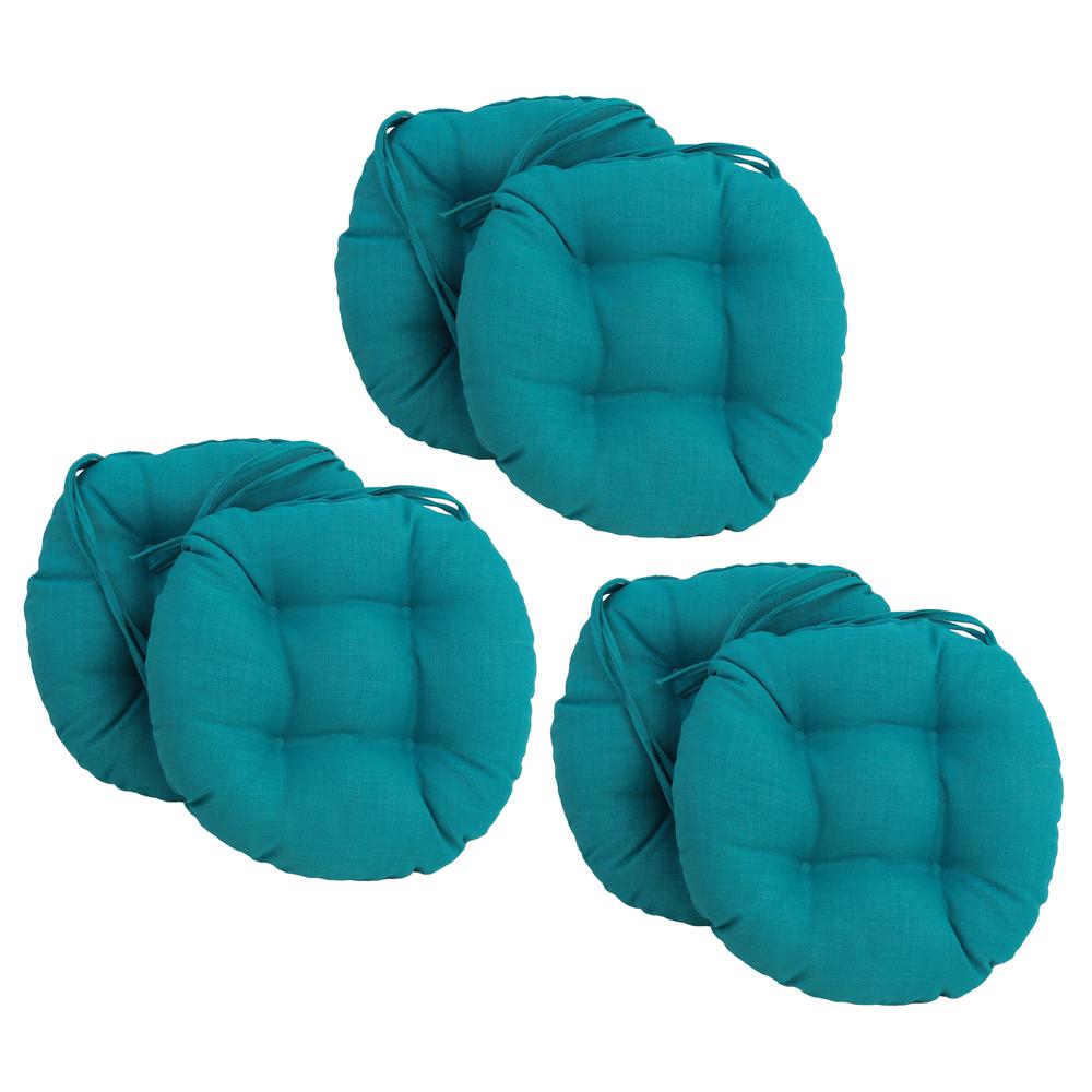 16-inch Spun Polyester Solid Outdoor Round Tufted Chair Cushions (Set of 6) 916X16RD-T-6CH-REO-SOL-12. Picture 1