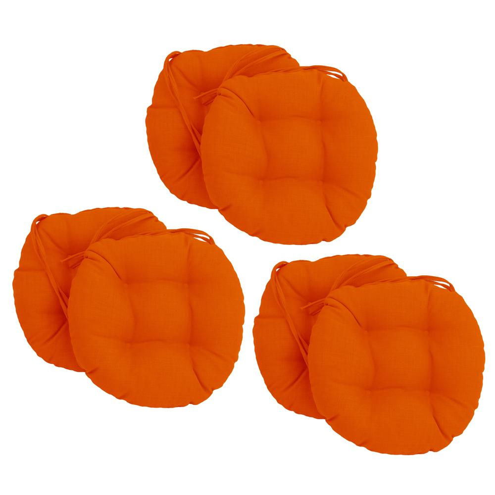 16-inch Spun Polyester Solid Outdoor Round Tufted Chair Cushions (Set of 6) 916X16RD-T-6CH-REO-SOL-13. Picture 1