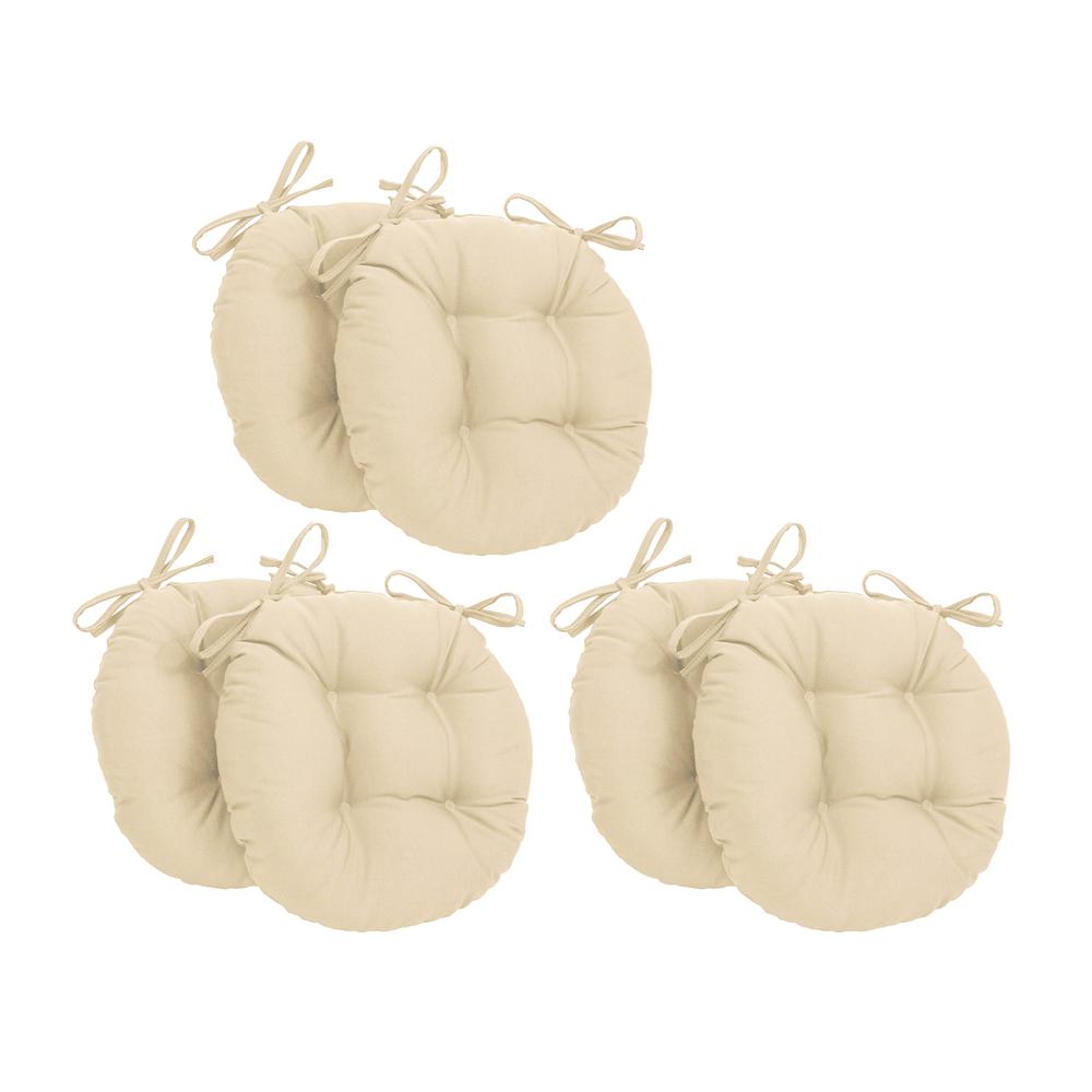 16-inch Solid Twill Round Tufted Chair Cushions (Set of 6)  916X16RD-T-6CH-TW-EG. Picture 1