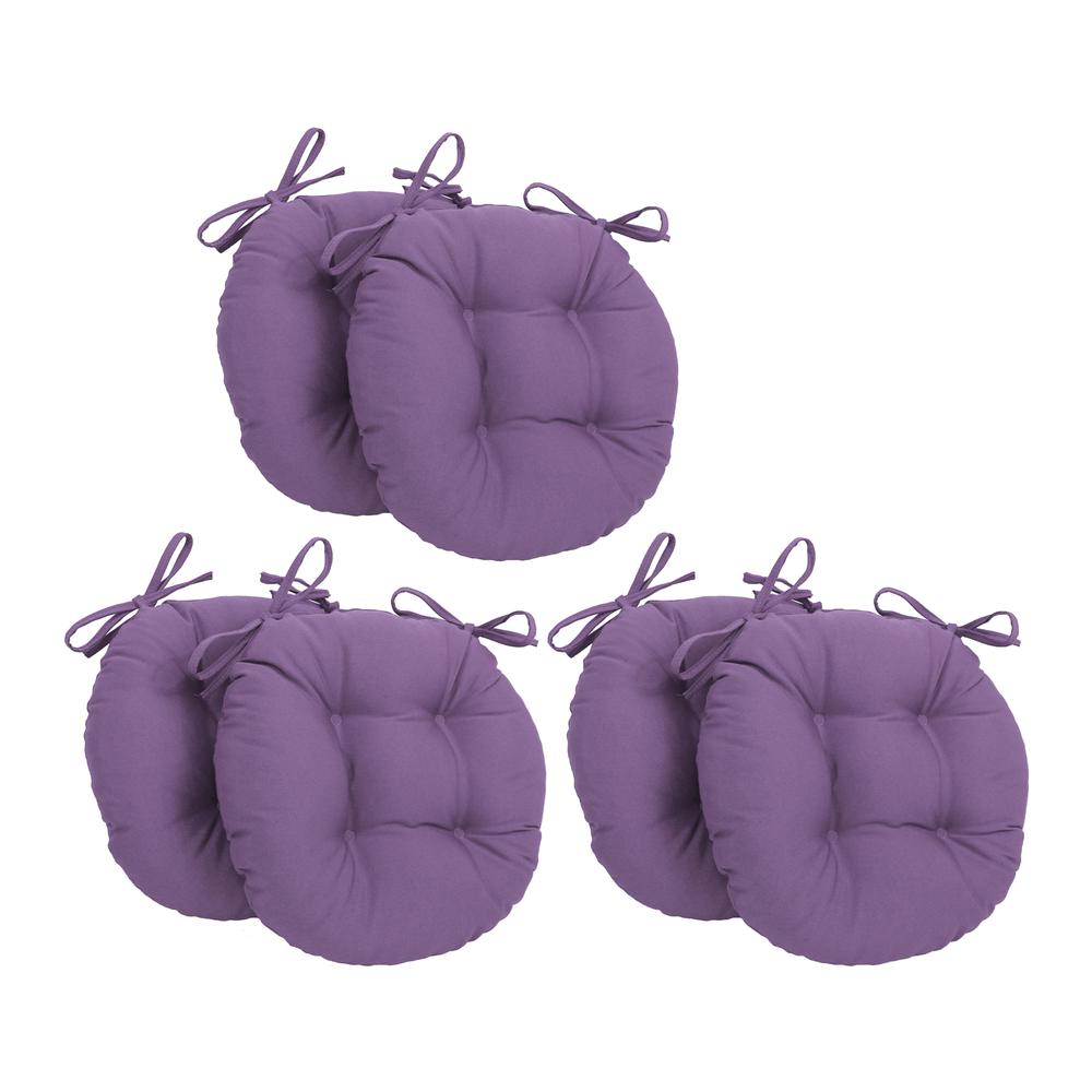 16-inch Solid Twill Round Tufted Chair Cushions (Set of 6)  916X16RD-T-6CH-TW-GP. Picture 1