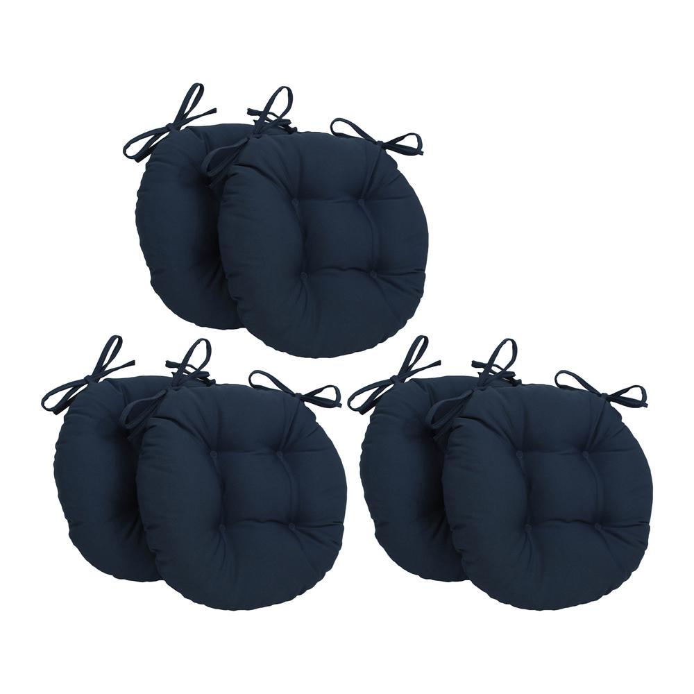 16-inch Solid Twill Round Tufted Chair Cushions (Set of 6)  916X16RD-T-6CH-TW-NV. Picture 1