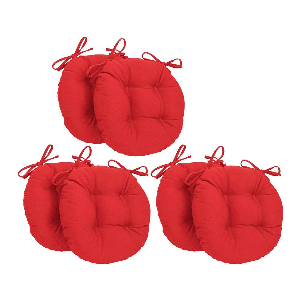 16-inch Solid Twill Round Tufted Chair Cushions (Set of 6)  916X16RD-T-6CH-TW-RD. Picture 1