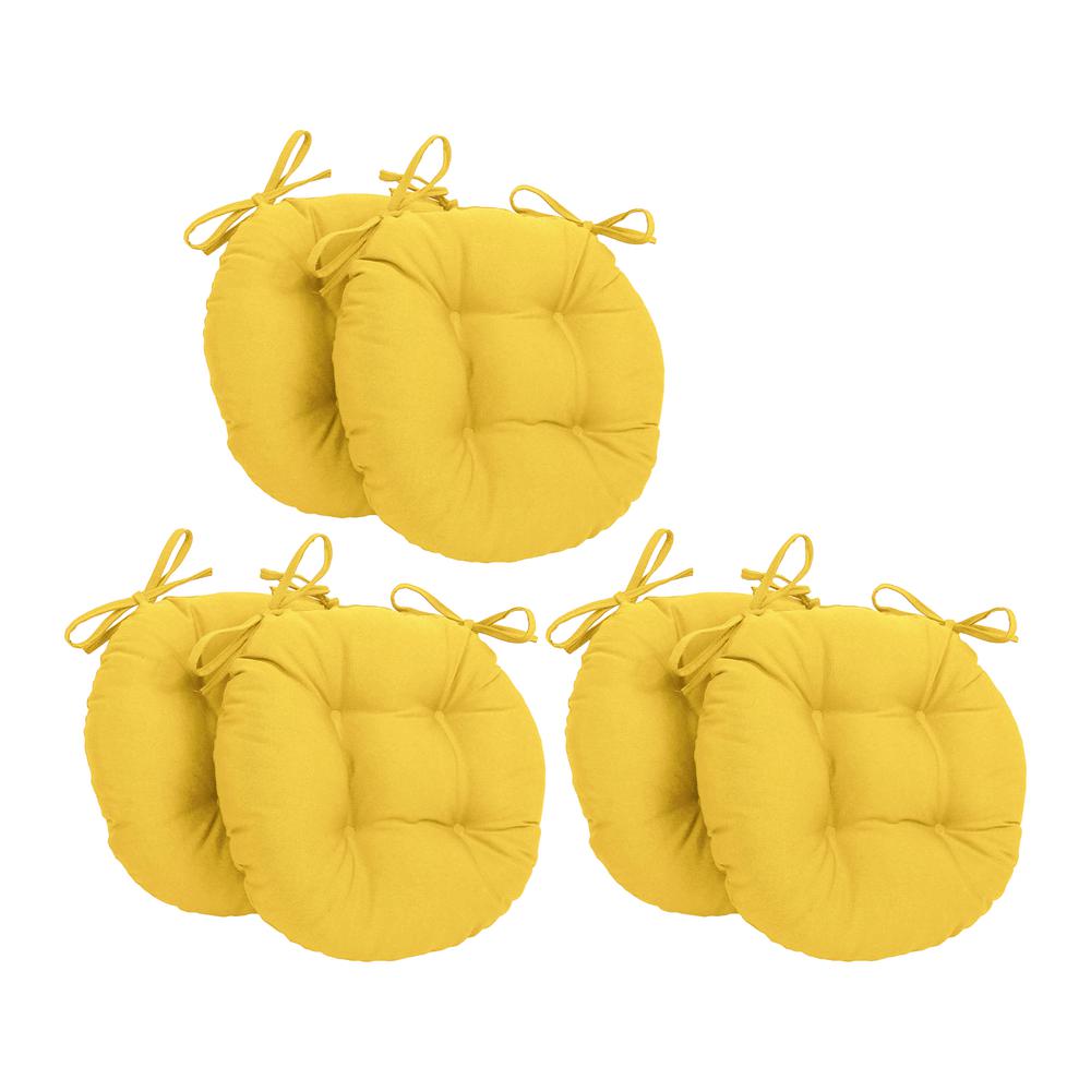 16-inch Solid Twill Round Tufted Chair Cushions (Set of 6)  916X16RD-T-6CH-TW-SS. Picture 1