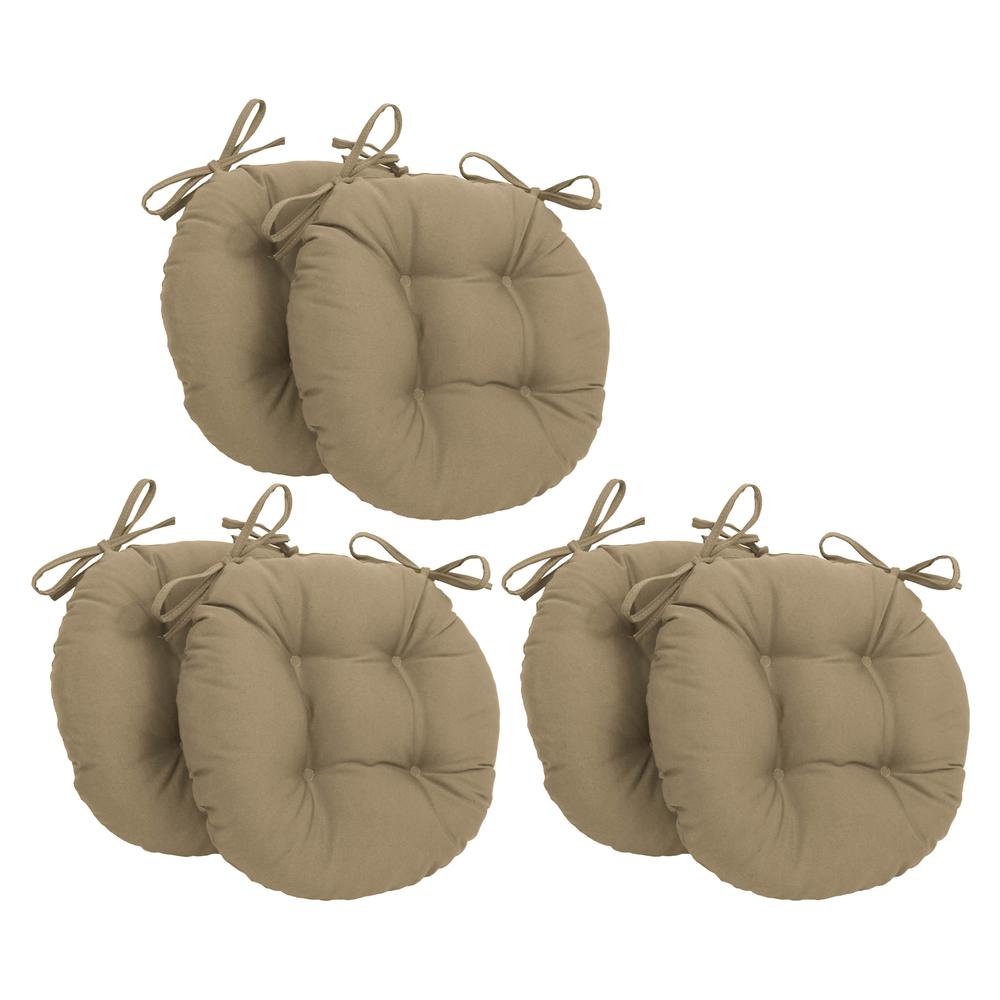16-inch Solid Twill Round Tufted Chair Cushions (Set of 6)  916X16RD-T-6CH-TW-TF. Picture 1
