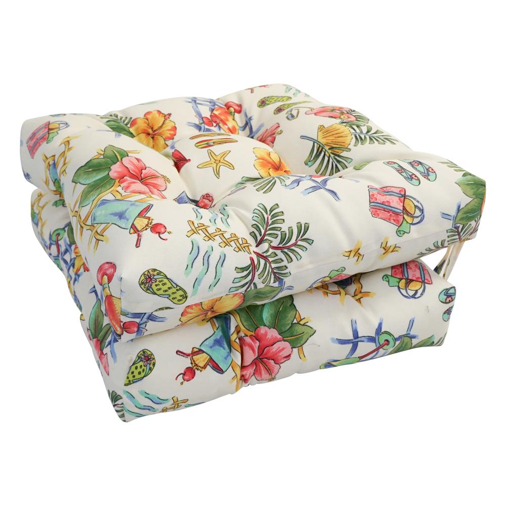 16-inch Spun Polyester Outdoor Square Tufted Chair Cushions (Set of 2)  916X16SQ-T-2CH-OD-065. Picture 1