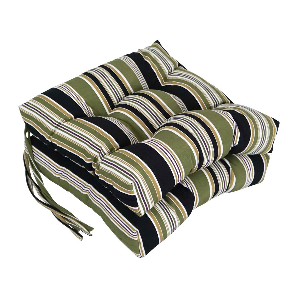 16-inch Spun Polyester Patterned Outdoor Square Tufted Chair Cushions (Set of 2) 916X16SQ-T-2CH-REO-13. Picture 1
