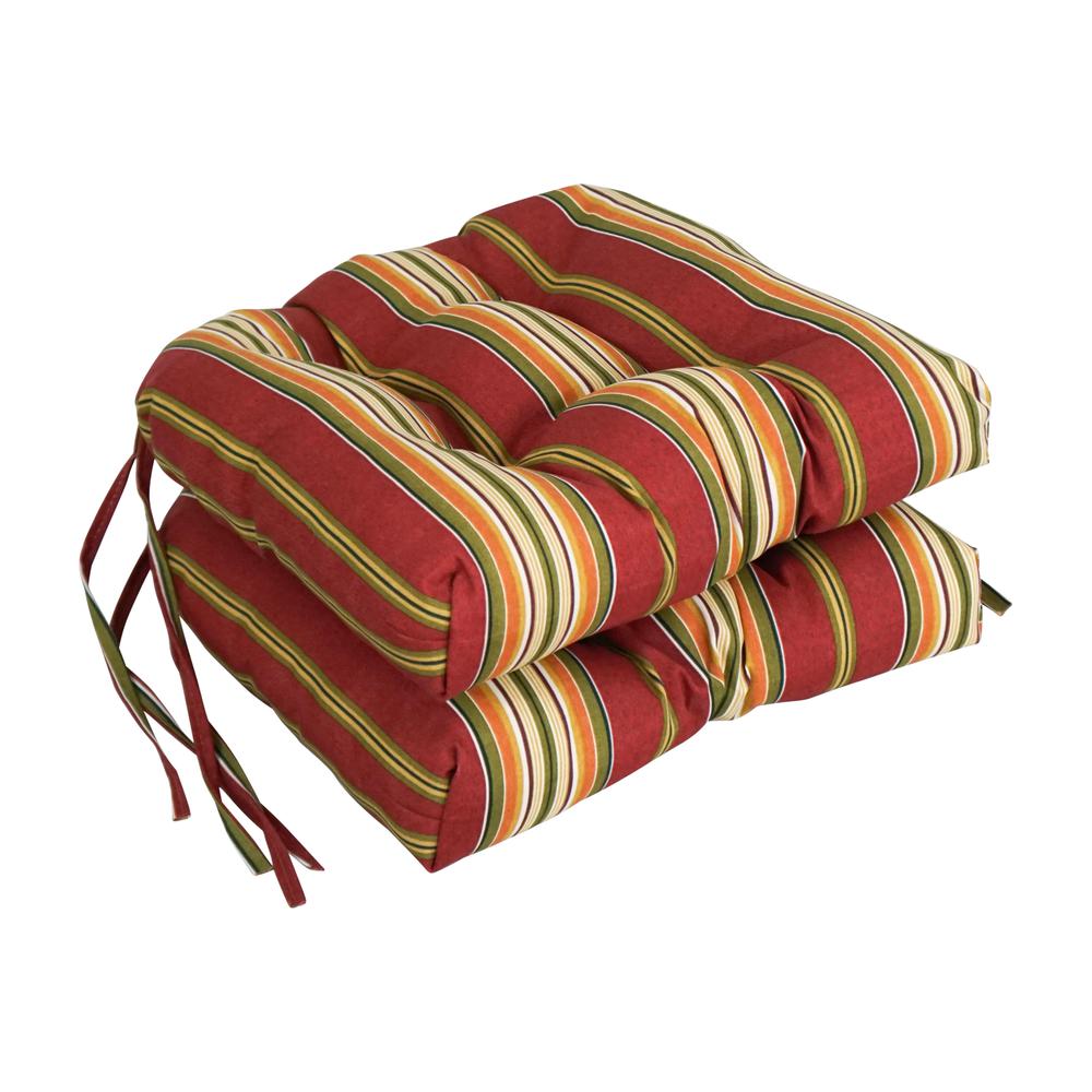 16-inch Spun Polyester Patterned Outdoor Square Tufted Chair Cushions (Set of 2) 916X16SQ-T-2CH-REO-17. Picture 1