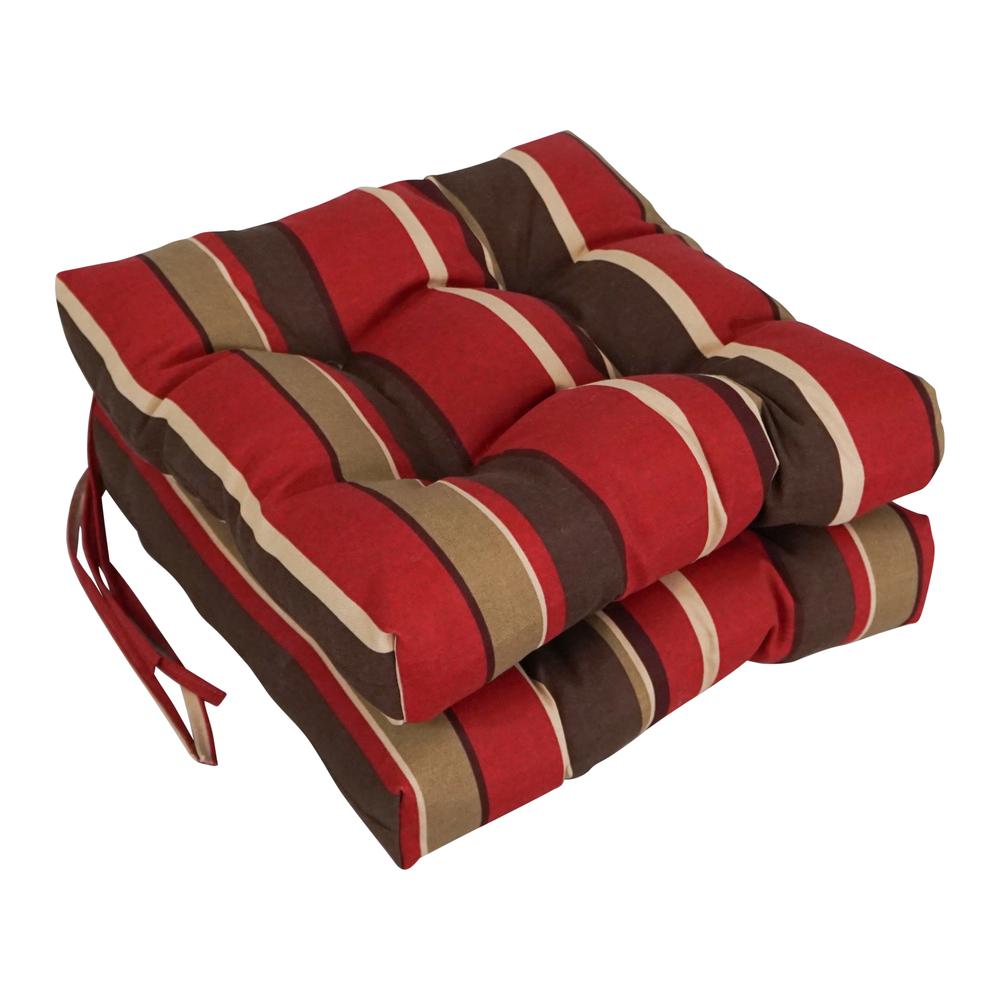 16-inch Spun Polyester Patterned Outdoor Square Tufted Chair Cushions (Set of 2) 916X16SQ-T-2CH-REO-33. Picture 1