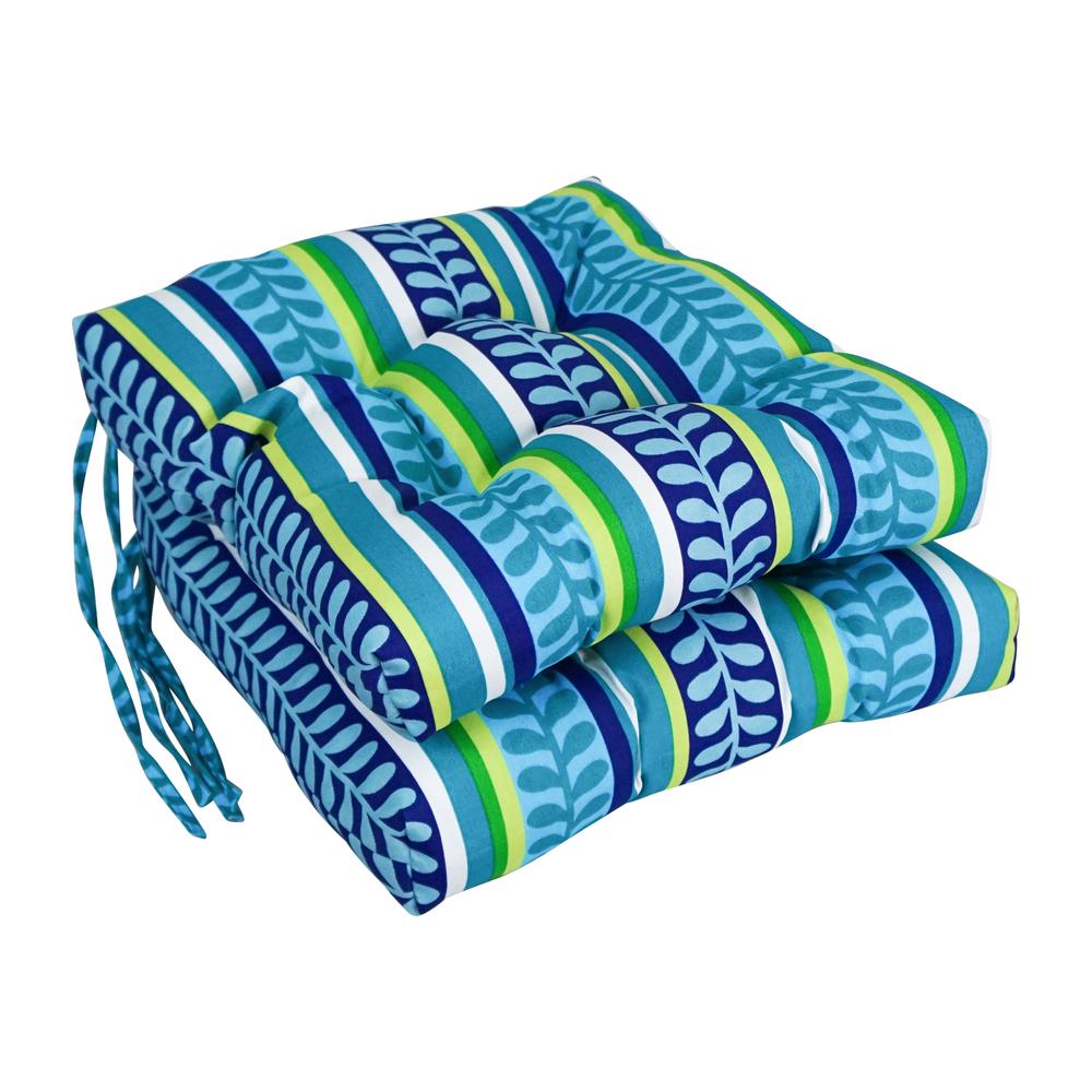 16-inch Spun Polyester Patterned Outdoor Square Tufted Chair Cushions (Set of 2) 916X16SQ-T-2CH-REO-35. Picture 1