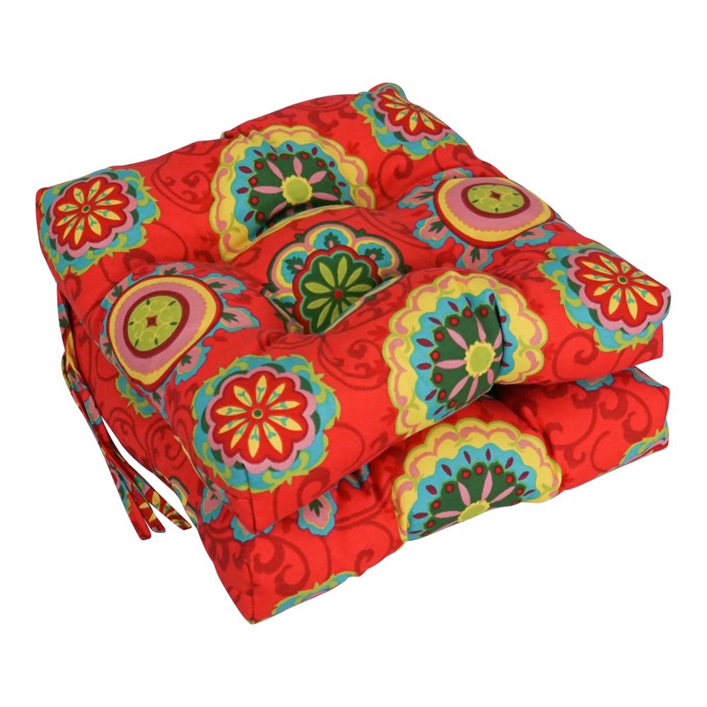 16-inch Outdoor Spun Polyester Square Tufted Chair Cushions (Set of 2). Picture 1