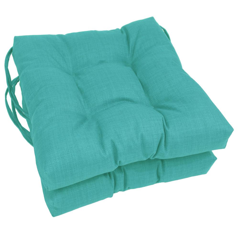 16-inch Spun Polyester Solid Outdoor Square Tufted Chair Cushions (Set of 2) 916X16SQ-T-2CH-REO-SOL-12. Picture 1