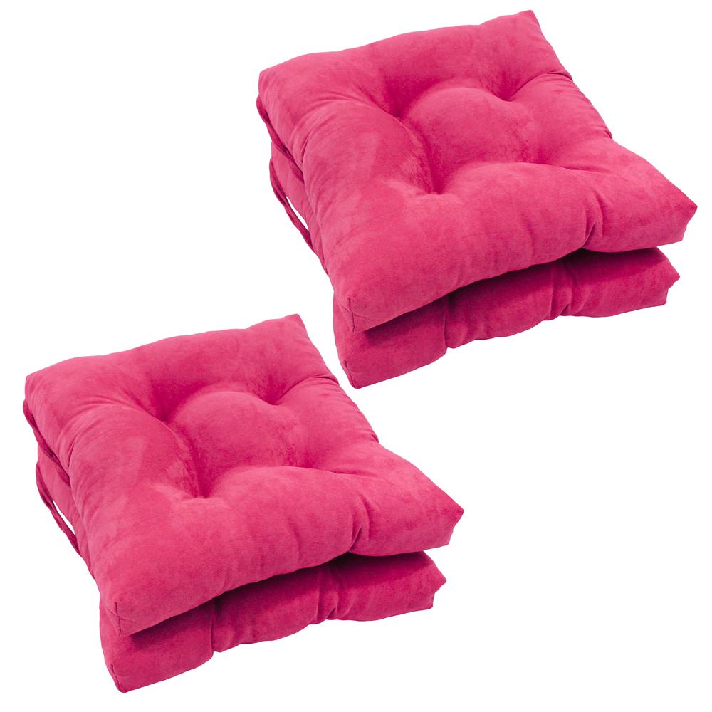 16-inch Solid Micro Suede Square Tufted Chair Cushions (Set of 4). The main picture.