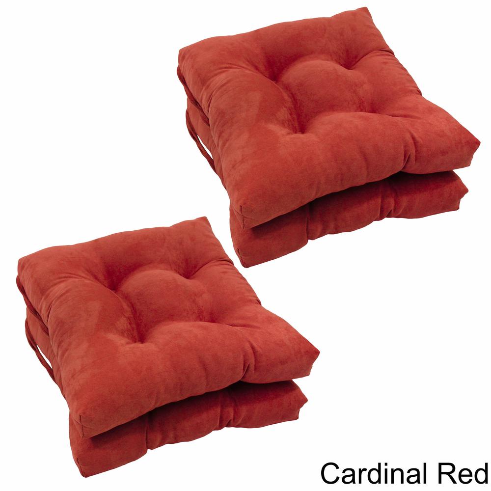16-inch Solid Micro Suede Square Tufted Chair Cushions (Set of 4). Picture 1