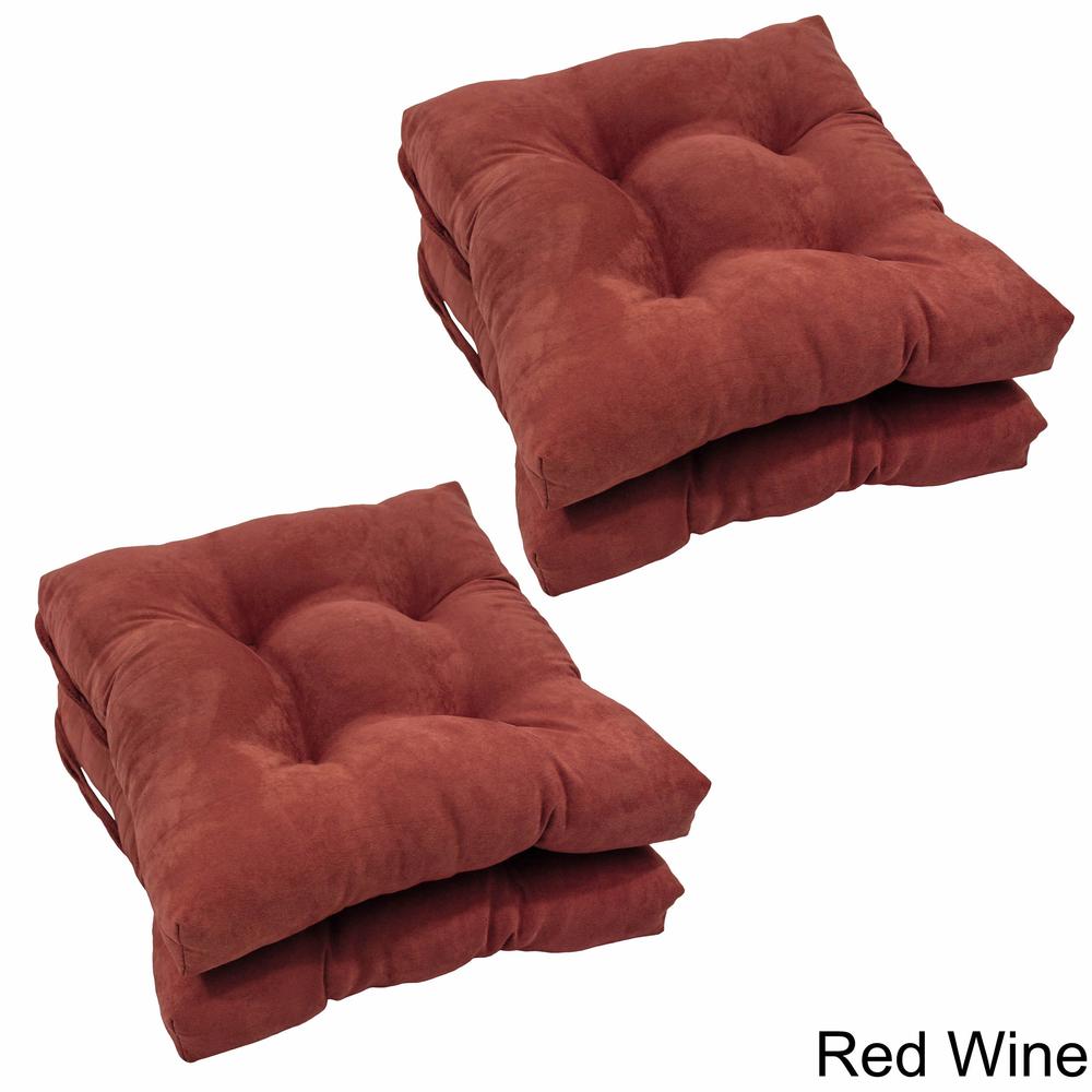16-inch Solid Micro Suede Square Tufted Chair Cushions (Set of 4). The main picture.