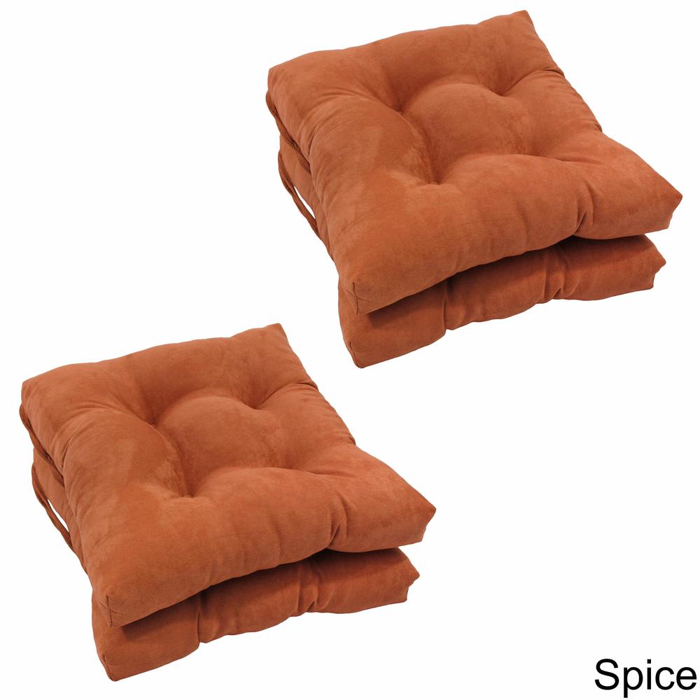16-inch Solid Micro Suede Square Tufted Chair Cushions (Set of 4). Picture 1