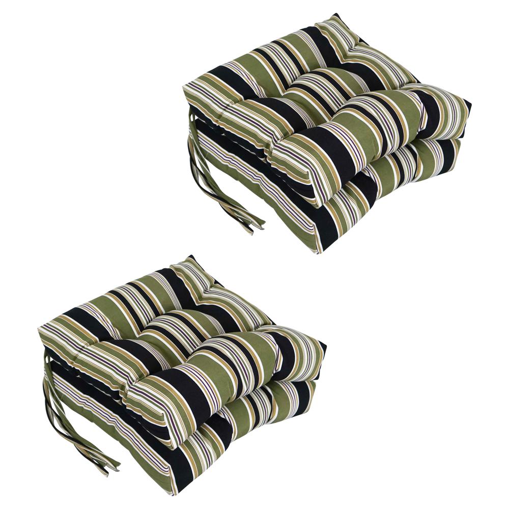 16-inch Spun Polyester Patterned Outdoor Square Tufted Chair Cushions (Set of 4) 916X16SQ-T-4CH-REO-13. Picture 1