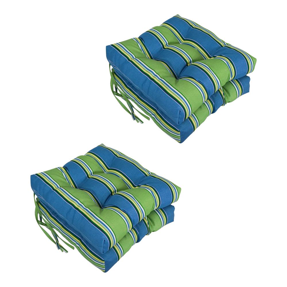 16-inch Spun Polyester Patterned Outdoor Square Tufted Chair Cushions (Set of 4) 916X16SQ-T-4CH-REO-29. Picture 1