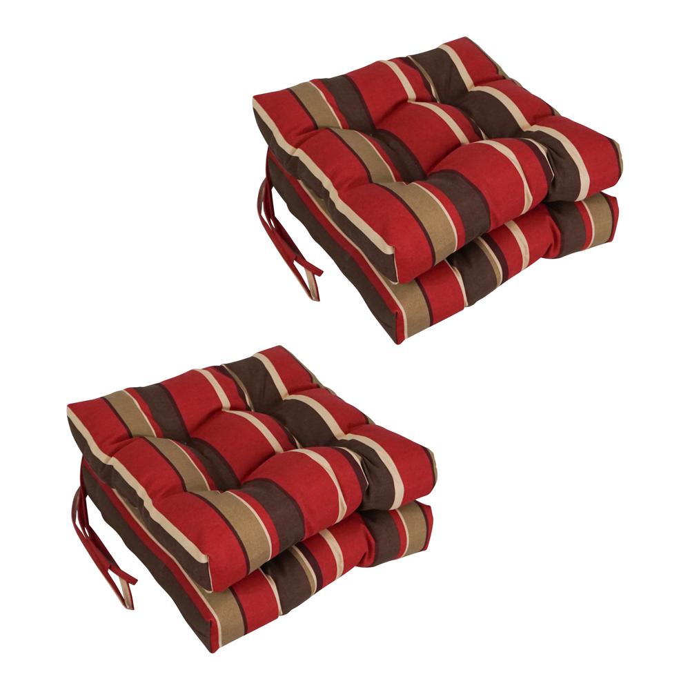 16-inch Spun Polyester Patterned Outdoor Square Tufted Chair Cushions (Set of 4) 916X16SQ-T-4CH-REO-33. Picture 1