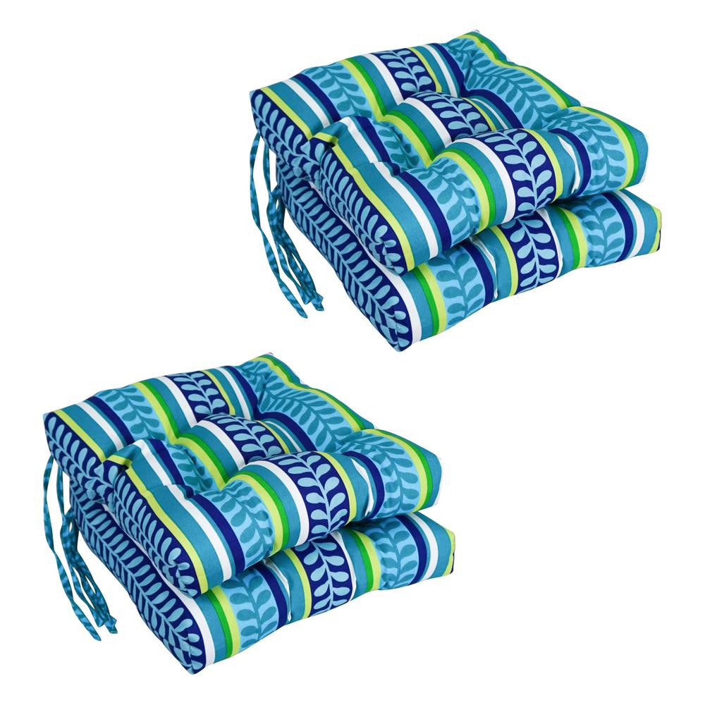 16-inch Spun Polyester Patterned Outdoor Square Tufted Chair Cushions (Set of 4) 916X16SQ-T-4CH-REO-35. Picture 1