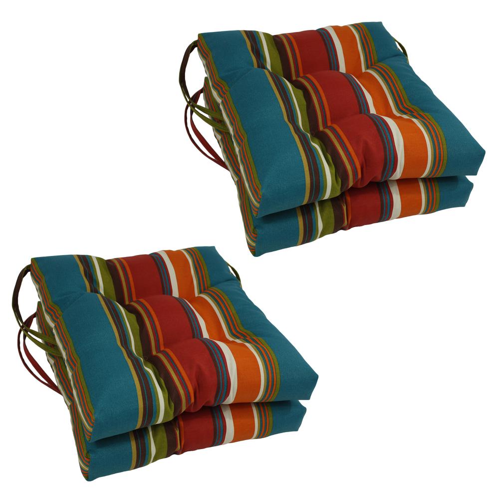 16-inch Outdoor Spun Polyseter Square Tufted Chair Cushions (Set of 4). Picture 1