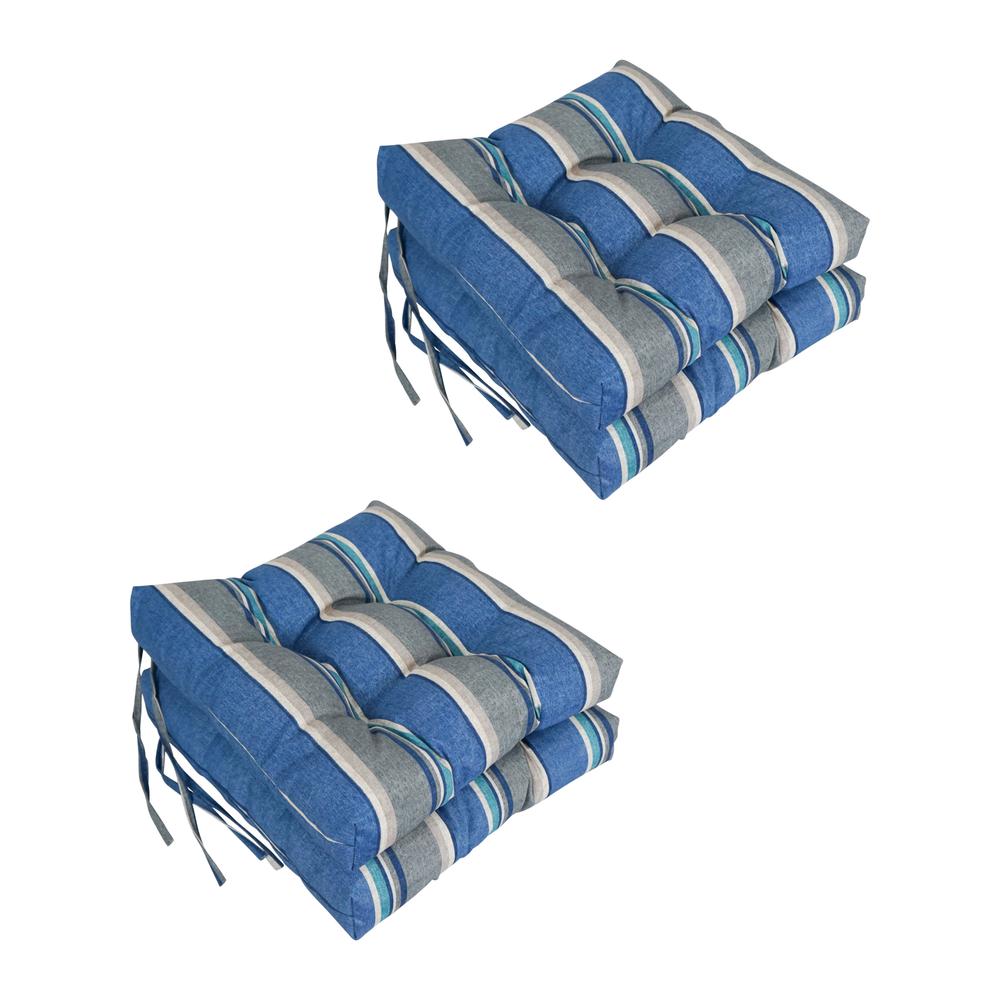 16-inch Spun Polyester Patterned Outdoor Square Tufted Chair Cushions (Set of 4) 916X16SQ-T-4CH-REO-66. Picture 1