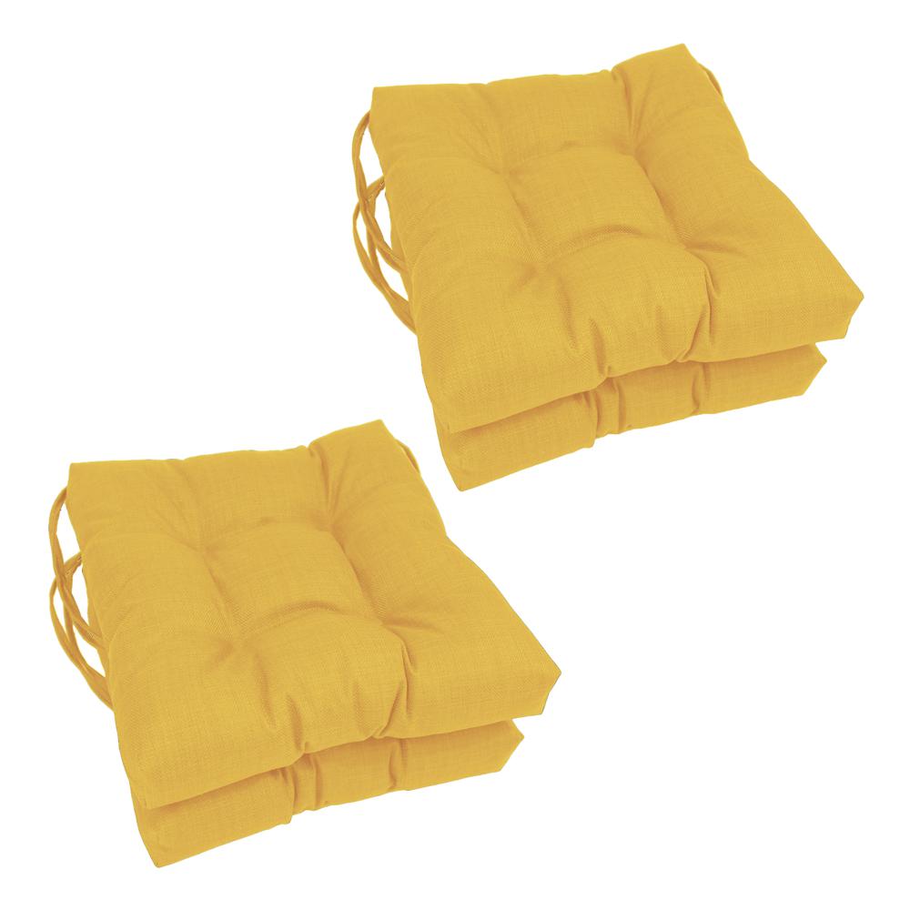 16-inch Spun Polyester Solid Outdoor Square Tufted Chair Cushions (Set of 4) 916X16SQ-T-4CH-REO-SOL-03. Picture 1