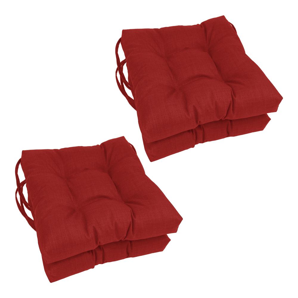 16-inch Spun Polyester Solid Outdoor Square Tufted Chair Cushions (Set of 4) 916X16SQ-T-4CH-REO-SOL-04. Picture 1