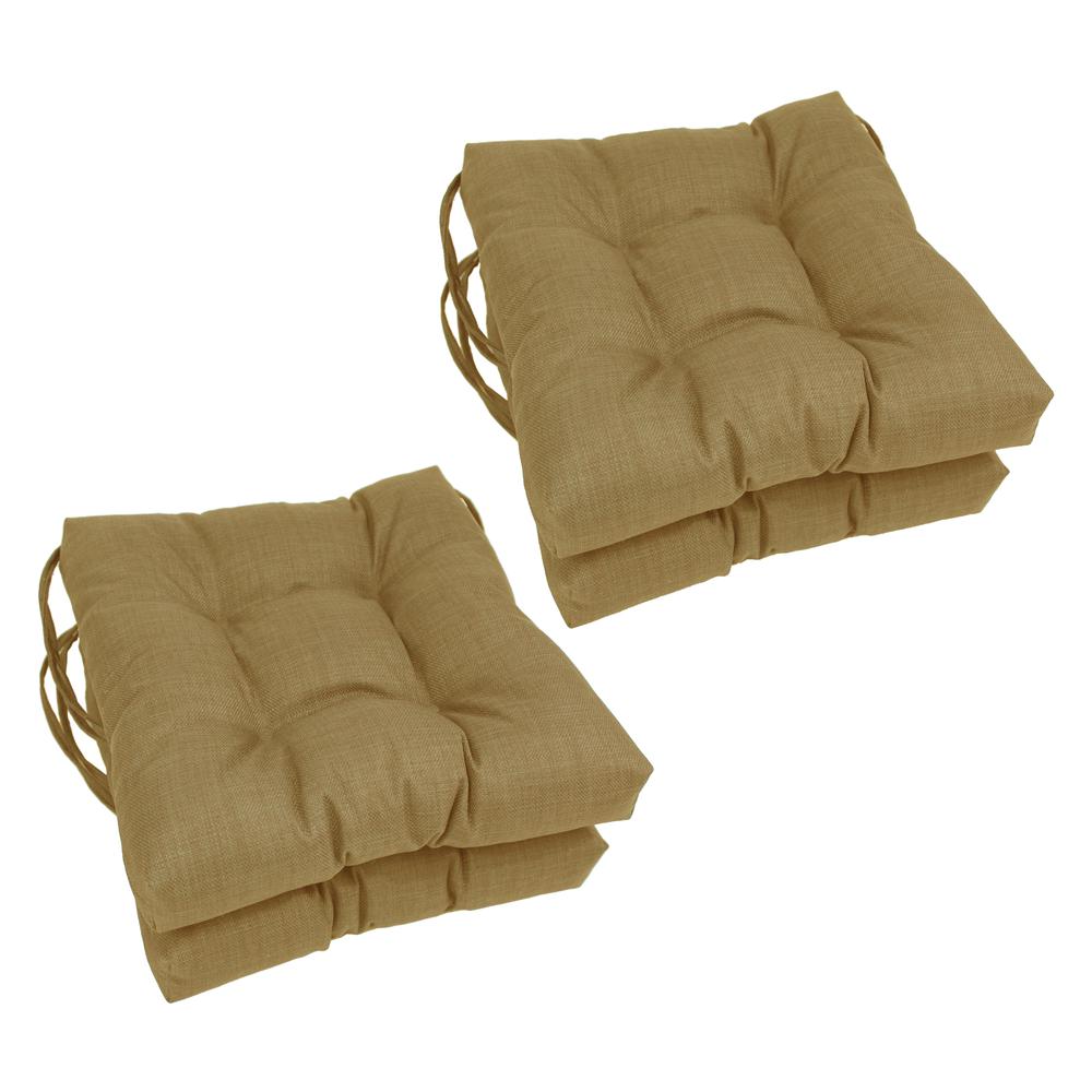 16-inch Spun Polyester Solid Outdoor Square Tufted Chair Cushions (Set of 4) 916X16SQ-T-4CH-REO-SOL-08. Picture 1