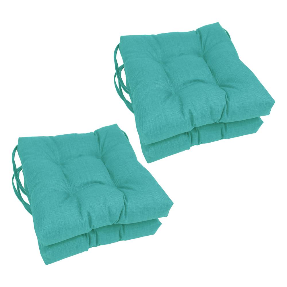 16-inch Spun Polyester Solid Outdoor Square Tufted Chair Cushions (Set of 4) 916X16SQ-T-4CH-REO-SOL-12. Picture 1