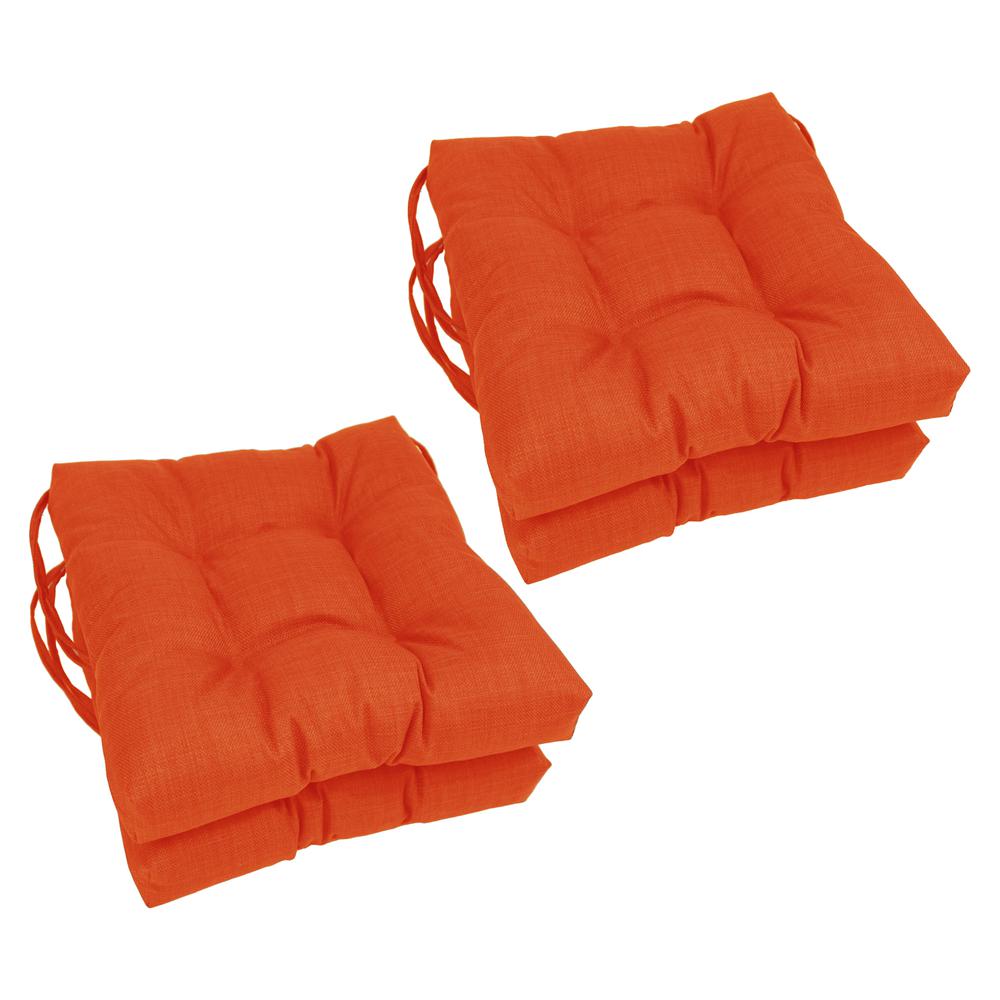 16-inch Spun Polyester Solid Outdoor Square Tufted Chair Cushions (Set of 4) 916X16SQ-T-4CH-REO-SOL-13. Picture 1
