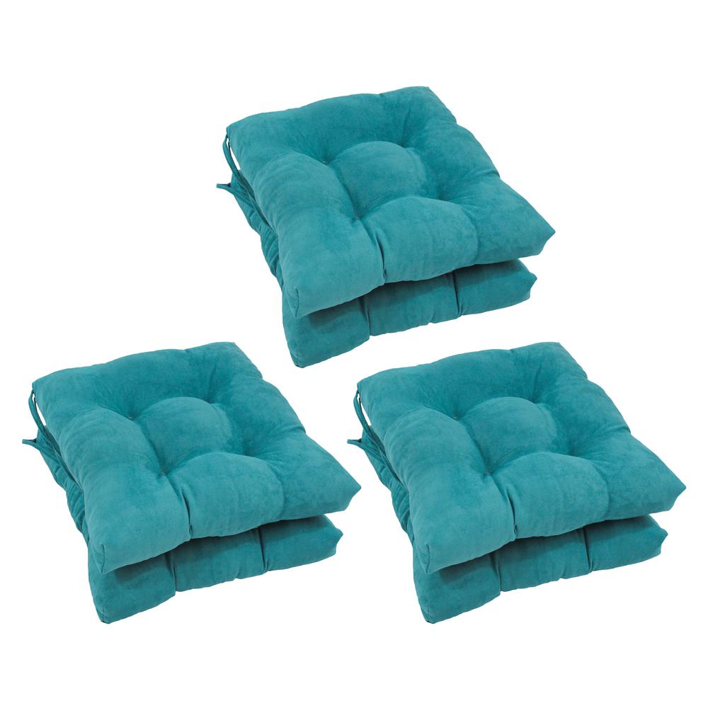 16-inch Solid Microsuede Square Tufted Chair Cushions (Set of 6) 916X16SQ-T-6CH-MS-AB. Picture 1