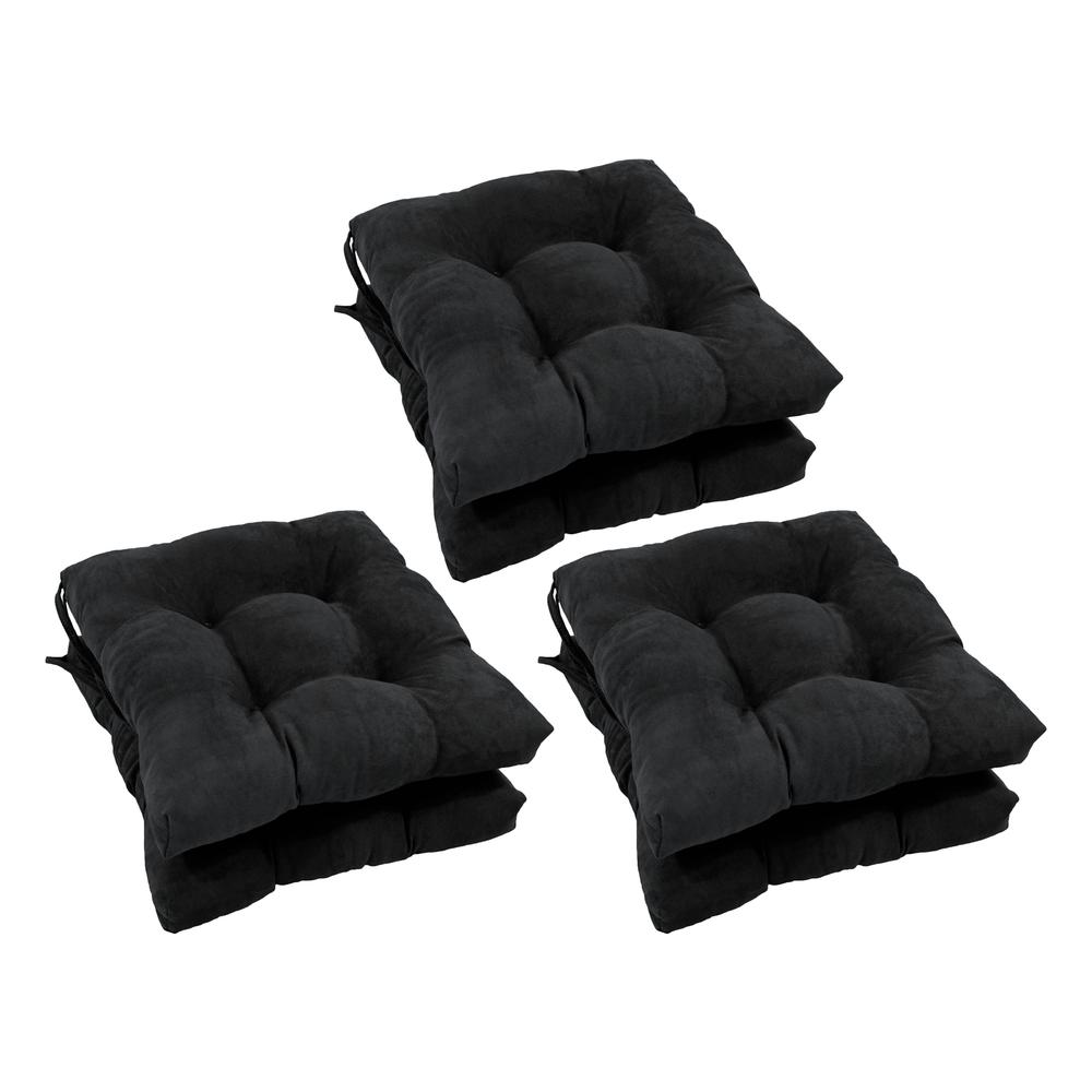 16-inch Solid Microsuede Square Tufted Chair Cushions (Set of 6) 916X16SQ-T-6CH-MS-BK. Picture 1