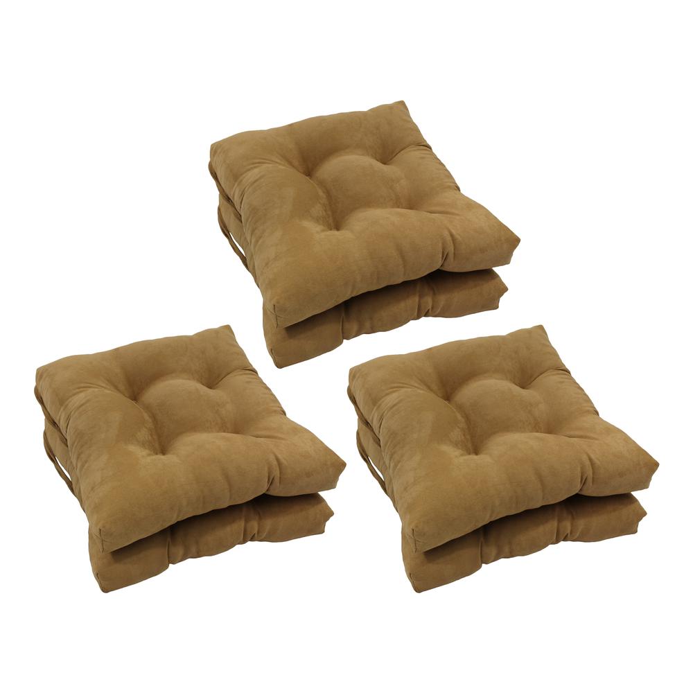 16-inch Solid Microsuede Square Tufted Chair Cushions (Set of 6) 916X16SQ-T-6CH-MS-CM. Picture 1