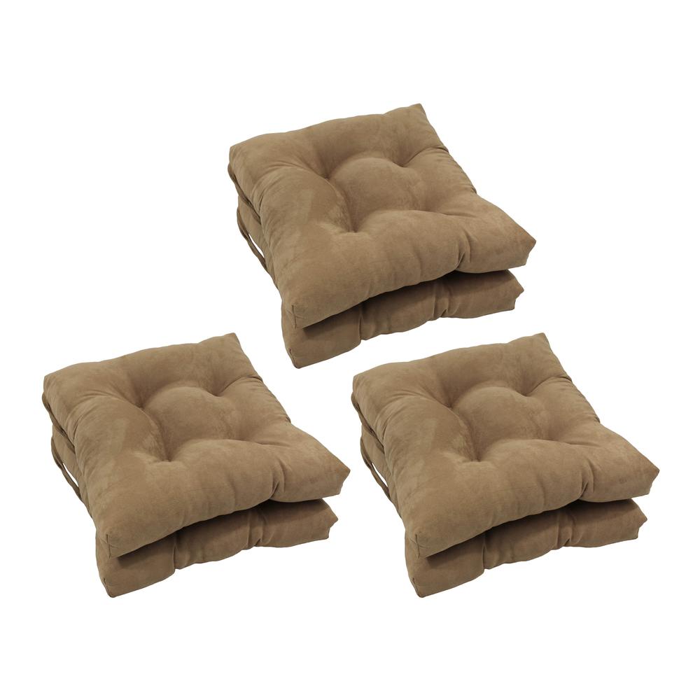 16-inch Solid Microsuede Square Tufted Chair Cushions (Set of 6) 916X16SQ-T-6CH-MS-JV. Picture 1