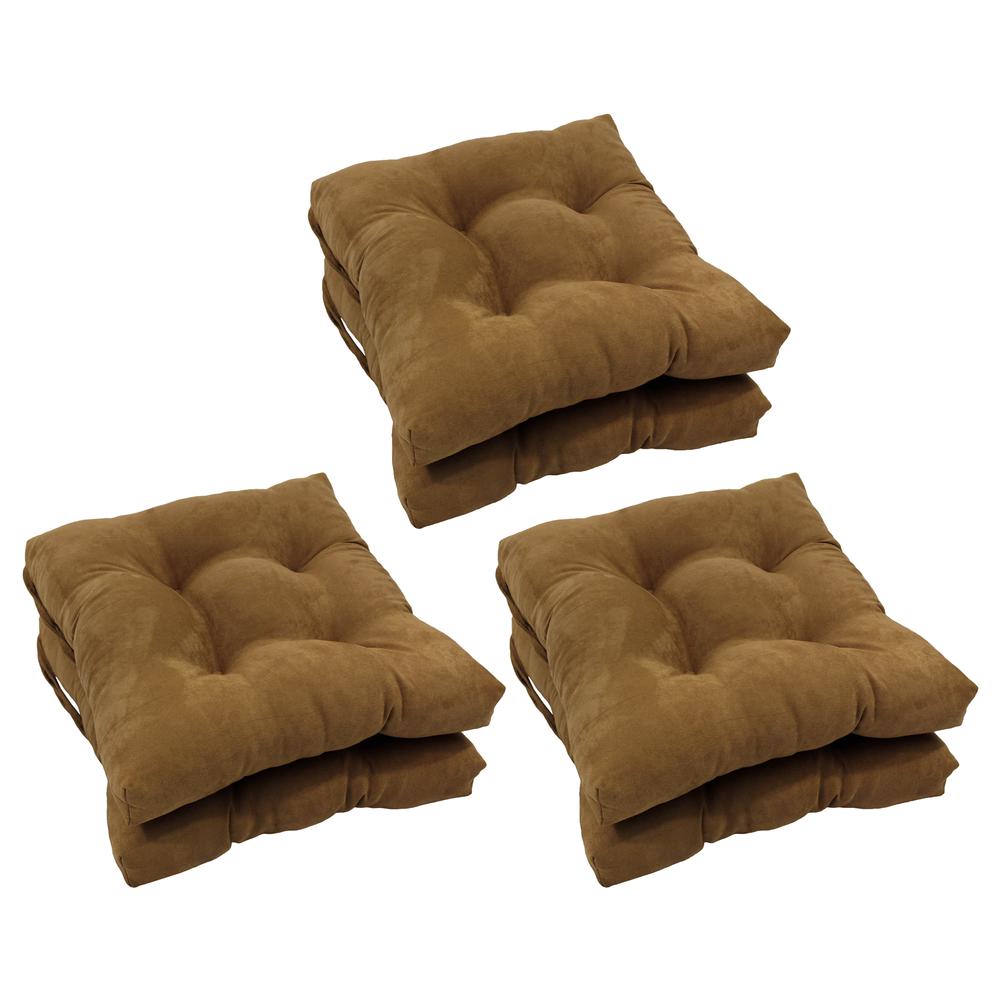 16-inch Solid Microsuede Square Tufted Chair Cushions (Set of 6) 916X16SQ-T-6CH-MS-SB. Picture 1