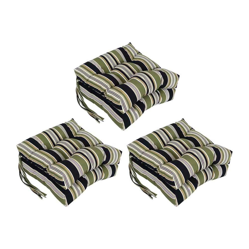 16-inch Spun Polyester Patterned Outdoor Square Tufted Chair Cushions (Set of 6) 916X16SQ-T-6CH-REO-13. Picture 1