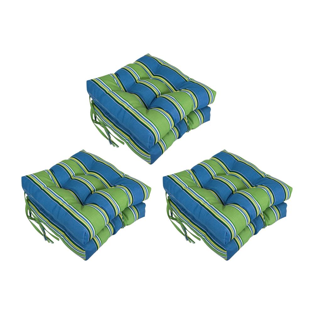 16-inch Spun Polyester Patterned Outdoor Square Tufted Chair Cushions (Set of 6) 916X16SQ-T-6CH-REO-29. Picture 1