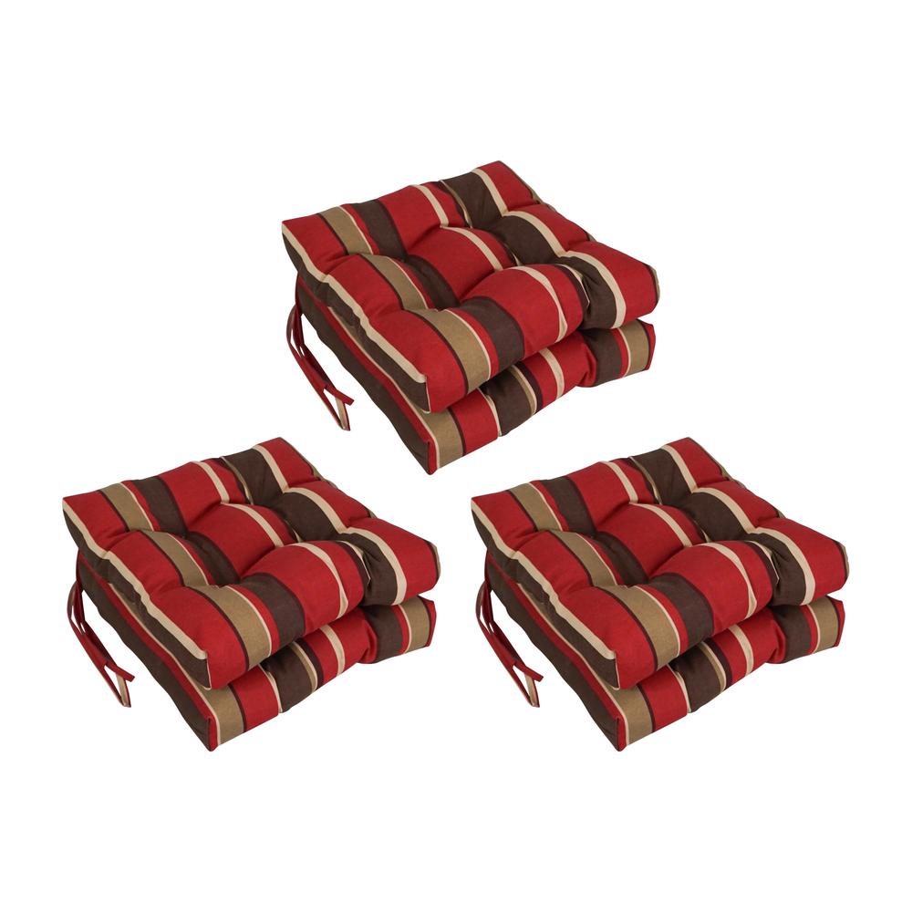 16-inch Spun Polyester Patterned Outdoor Square Tufted Chair Cushions (Set of 6) 916X16SQ-T-6CH-REO-33. Picture 1