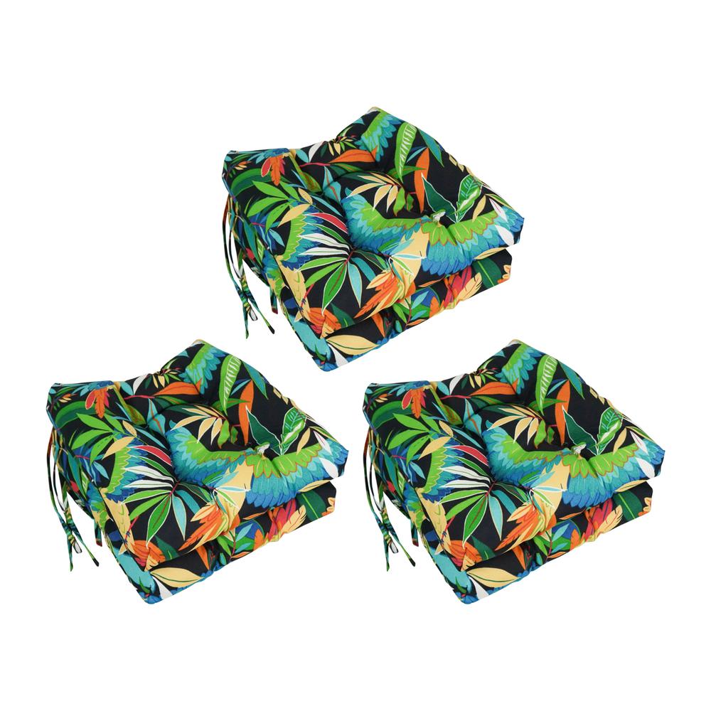 16-inch Spun Polyester Patterned Outdoor Square Tufted Chair Cushions (Set of 6) 916X16SQ-T-6CH-REO-48. Picture 1