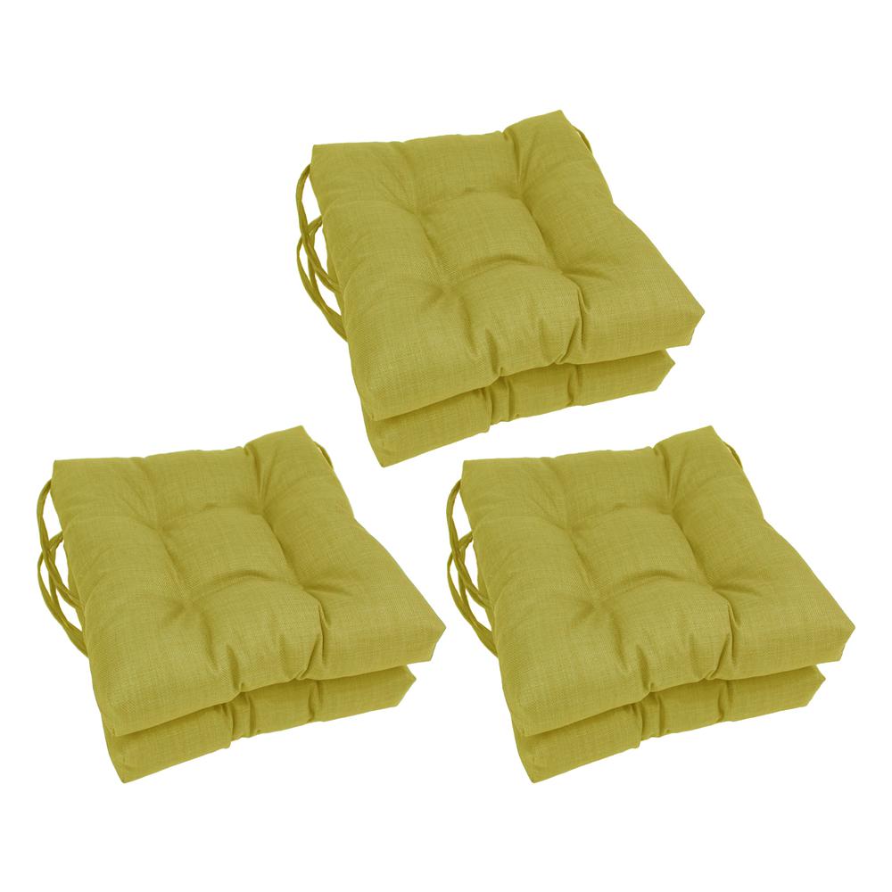 16-inch Spun Polyester Solid Outdoor Square Tufted Chair Cushions (Set of 6) 916X16SQ-T-6CH-REO-SOL-01. Picture 1