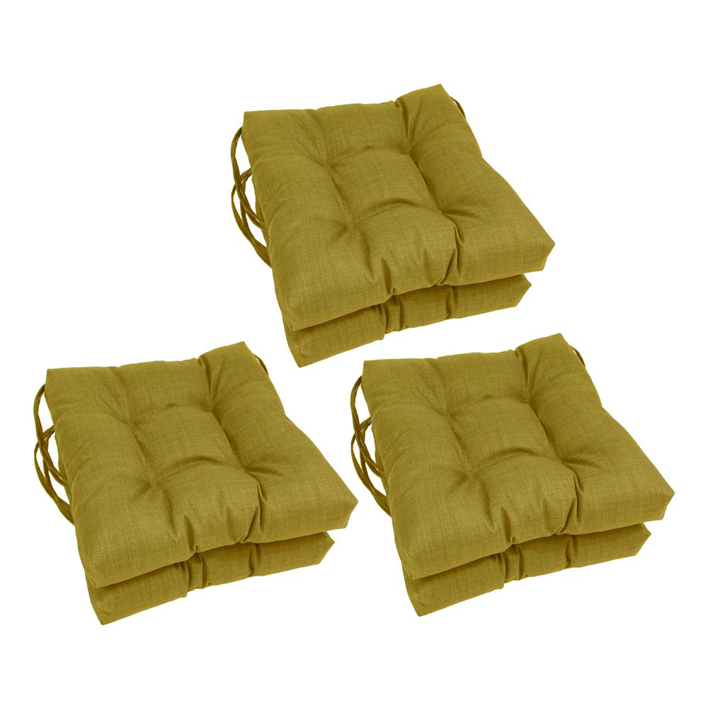 16-inch Spun Polyester Solid Outdoor Square Tufted Chair Cushions (Set of 6) 916X16SQ-T-6CH-REO-SOL-02. Picture 1