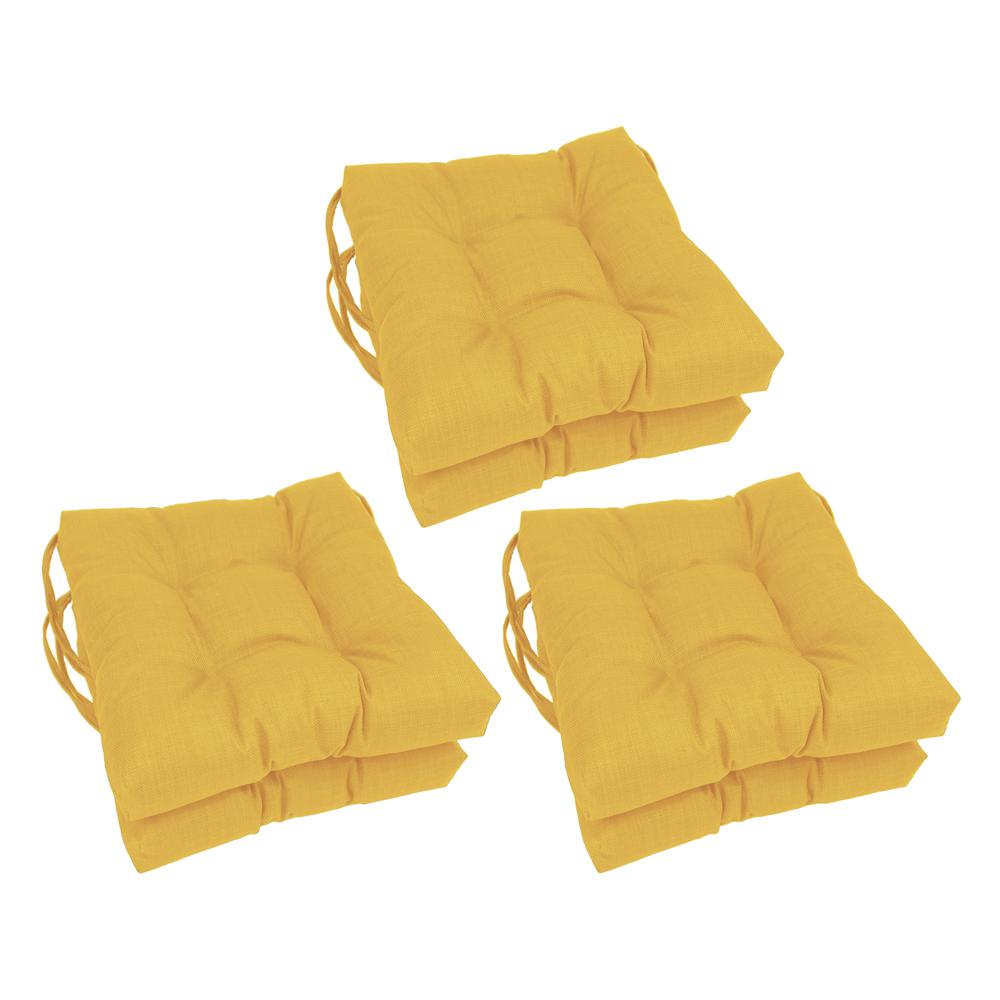 16-inch Spun Polyester Solid Outdoor Square Tufted Chair Cushions (Set of 6) 916X16SQ-T-6CH-REO-SOL-03. Picture 1